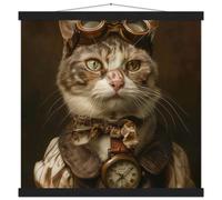 St Tropez Art Schulposter - Chartreux Katze, Steampunk-Outfit, Taschenuhr | St Tropez Art