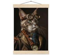 St Tropez Art Schulposter - Korat Katze, Steampunk-Outfit, antike Taschenuhr | St Tropez Art