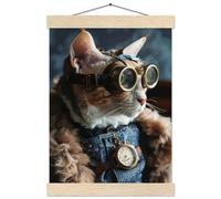 St Tropez Art Schulposter - Singapura Katze, Steampunk-Outfit, antike Taschenuhr | St Tropez Art