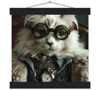 St Tropez Art Schulposter - Türkische Angorakatze, Steampunk-Outfit, antike Taschenuhr | St Tropez Art