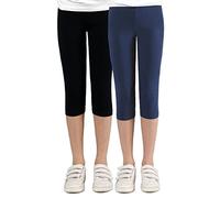 Staccato Capri Leggings Mädchen - 3/4 Hose, bequem, elastisch, vielseitig kombinierbar - Farben: Blau, Schwarz, Pink, Weiß, Größen: 92-176 (140, 2er-Pack Marine/Schwarz)
