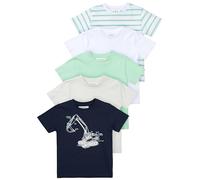 T-Shirt STACCATO "Bagger", Jungen, Gr. 116/122, blau (marine), Oberstoff: 100% Baumwolle., Rundhals, Kurzarm, Shirts, 5-er Set (99785935-116) marine