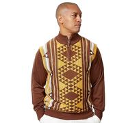 STACY ADAMS Men’s Sweater Geo Pyramidal Jacquard Design (Large, Brown)