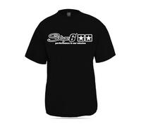 STAGE6 T-Shirt schwarz Größe M Herren, Logo mit zwei Sternen vorn als Druck