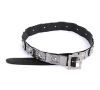 Stahlbeschlagener Ledergürtel mit rechteckiger Schnalle