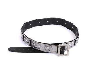 Stahlbeschlagener Ledergürtel mit rechteckiger Schnalle