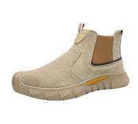 Stahlkappenschuhe Herren Stiefeletten Kurzstiefel Rutschfeste Arbeitsstiefel Slip On Sicherheitsschuhe Wasserdicht Outdoor VerschleißFeste Anti-Smash Und Anti-Punktur Schutzschuhe KnöChelhoch Stiefel