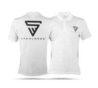 STAHLWERK Polo-Shirt Weiß Kurzarm Polo-Hemd mit Logo-Print aus 100% Baumwolle (DE/NL/SE/PL, Alphanumerisch, XL, Regular, Regular, Weiß)