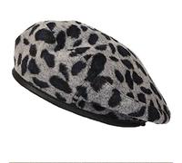 Stakee Frauen Beret Hut Leopard Print Beret French Beret Hut Vintage Print Beanie Hut Mode Künstler Hut Herbst Winter Beret Hut