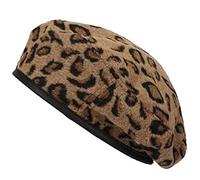 Stakee Frauen Beret Hut Leopard Print Beret French Beret Hut Vintage Print Beanie Hut Mode Künstler Hut Herbst Winter Beret Hut