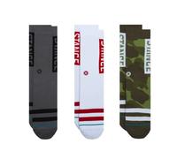 STANCE Unisex Socken 3er Pack - The OG, Logo, Streifen, Crew Socken Grau/Weiß/Grün 38-42