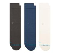 Stance Icon Classic Casual Crew Socken, 3er-Pack, Baumwollmischung und dämpfende Fußgewölbeunterstützung, Dunkelgrau, Medium