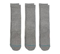 Stance - Icon Pack Of 3 Greyheather - Socken - Grau - L - 77% Baumwolle, 16% Polyester, 4% Elastan, 3% Polyamid Grau L