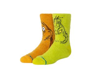 Stance Kinder-Tagessocke Grinch and Max Kids Crew limegrün/orange - 1 Paar, Größe 35-37