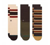 Stance Millhouse Crew-Socken, 3er-Pack, mehrfarbig, braun, gestreift, gemustert, Wade, dunkelbraun, L