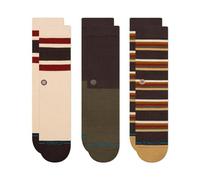 Stance Millhouse Crew-Socken, 3er-Pack, mehrfarbig, braun, gestreift, gemustert, Wade, dunkelbraun, M