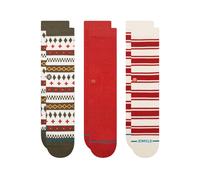 Stance Tagessocke Cabin Days Crew olive/rot/weiss - 3 Paar, Größe 43-46