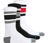 STANCE Unisex Socken 3er Pack - Boyd ST, Logo, Streifen, Crew Socken 43-47 Schwarz/Weiß/Rot/Dunkelblau/Weiß/Schwarz/Grau