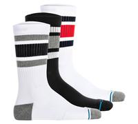 STANCE Unisex Socken 3er Pack - Boyd ST, Logo, Streifen, Crew Socken Schwarz/Weiß/Rot/Dunkelblau/Weiß/Schwarz/Grau 38-42