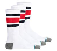 STANCE Unisex Socken 3er Pack - Boyd ST, Logo, Streifen, Crew Socken Weiß/Rot/Dunkelblau 35-37