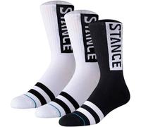 STANCE Unisex Socken, 3er Pack - OG Crew, Logo, Crew Socken mit Streifen 38-42 Schwarz/Weiß