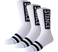 STANCE Unisex Socken, 3er Pack - OG Crew, Logo, Crew Socken mit Streifen 38-42 Weiß