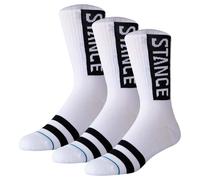 STANCE Unisex Socken, 3er Pack - OG Crew, Logo, Crew Socken mit Streifen Weiß 38-42