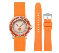 Stanchev Armband für Blancpain Swatch, 22 mm, weiches Gummi, wasserdicht, Ersatzband für Swatch Blancpain Fifty Fathoms für Herren und Damen, mit Werkzeugset zum Anbringen und Entfernen, Orange, 22
