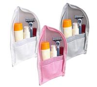 Stand WC | Wasserdichter Behälter aus Mesh - Set mit 3 Kulturbeuteln für Reisen, mit Reißverschluss, für Frauen, Männer, Badezimmer, Kreuzfahrt, Hygiene, Schönheit, Hautpflege