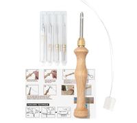 Stanznadel-Set, verstellbar, Holzgriff mit 5 Edelstahlnadeln, Stickerei und Kreuz, perfektes Anfänger, Erwachsene, Teppichhaken, Garn und Zahnseide-Projekte, ideales Weihnachtsgeschenk zum Basteln
