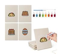 Stanznadel-Stickerei-Starter-Set für Anfänger, kreatives Reifenkunst-Set mit Musterwerkzeugen, 20,1 x 15 cm, handgefertigt, stressabbauendes Handwerk für Erwachsene, Wanddekoration, Lebensmittel-11, 4