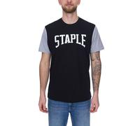 STAPLE Herren T-Shirt modisches Baumwoll-Shirt mit großem Marken-Schriftzug auf der Front 2208C7058 Schwarz L