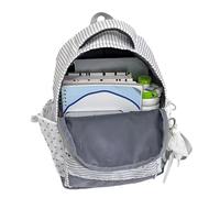 Star Backpack - 36x26x13cm 270g Nylon Stripe Aesthetic Travel Rucksack | Lightweight nylon featuring stylish stripe and star print for school, summer camp, commuting, or travel.