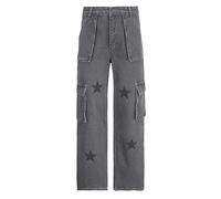 Star Big Pocket Overalls Low Waist Jeans Damen-Grau-S