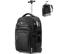 star cloud Rollrucksack mit Rollen, USB- und Typ-C-Ladeanschlüssen, 21 x 14 x 9 cm, Schwarz, 17.3 INCH, Reiserucksäcke