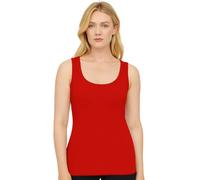 STAR FASHION Geripptes Damen-Top in Übergröße, einfarbig, ärmellos, U-Ausschnitt, Stretch-Tanktop, Damen, weich, lässig, lange Passform, Größen 42-56, rot, 44