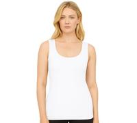 STAR FASHION Geripptes Damen-Top in Übergröße, einfarbig, ärmellos, U-Ausschnitt, Stretch-Tanktop, Damen, weich, lässig, lange Passform, Größen 42-56, weiß, 52-54