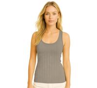 STAR FASHION Geripptes Damen-Top in Übergröße, einfarbig, ärmellos, U-Ausschnitt, Stretch-Tanktop, Damen, weich, lässig, lange Passform, Größen 42-56, grau, 52-54