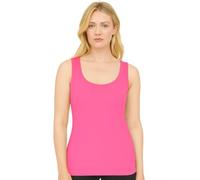 STAR FASHION Geripptes Damen-Top in Übergröße, einfarbig, ärmellos, U-Ausschnitt, Stretch-Tanktop, Damen, weich, lässig, lange Passform, Größen 42-56, neon pink, 46