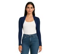 STAR FASHION Langärmeliger Damen-Bolero, Mini-Bluse, vorne offen, bauchfreies Oberteil, leichte Sommer-Strickjacke, Größe 36-54, navy, 46-48