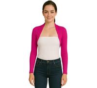 STAR FASHION Langärmeliger Damen-Bolero, Mini-Bluse, vorne offen, bauchfreies Oberteil, leichte Sommer-Strickjacke, Größe 36-54, kirschrot, 34-36