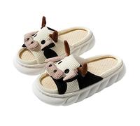 STAR FIRE Kaninchen Hausschuhe - Leinen, Erwachsene Karikatur Tier, Kuh, Schwein, Frauen Zu Hause