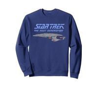 Star Trek Distressed TNG Sweatshirt, Unisex für Erwachsene, Marineblau, XL