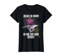 Star Trek Original Series Boldly Go Cat Premium T-Shirt T-Shirt, Damen, Schwarz, XXL