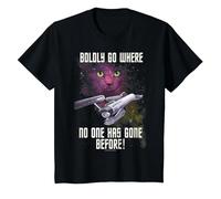 Star Trek Original Series Boldly Go Cat Premium T-Shirt T-Shirt, Kinder, Schwarz, 92