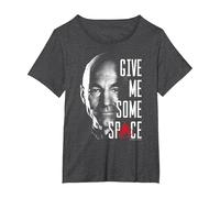 Star Trek Picard Some Space Grafik-T-Shirt der nächsten Generation T-Shirt, Damen Große Größen, Anthrazit Meliert, 6X