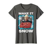 Star Trek: The Next Generation Picard Make It Snow Portrait T-Shirt, Damen, Anthrazit, 3XL