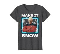 Star Trek: The Next Generation Picard Make It Snow Portrait T-Shirt, Damen, Anthrazit Meliert, L