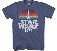 STAR WARS 1977 Logo Rainbow Sun X-Wing Classic Retro Vintage Erwachsene Tee Graphic T-Shirt für Herren T-Shirt Kleidung, Premium Navy Heather, 5X-Groß