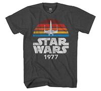 STAR WARS 1977 Logo Rainbow X-Wing Herren T-Shirt Erwachsene, Premium Heather Charcoal, 5X-Gro